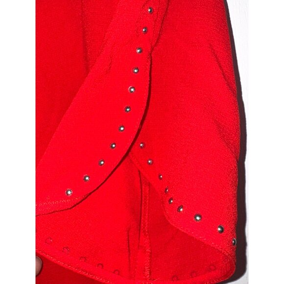 Tahari Red Short Sleeve Blouse With Studded Neckline & Sleeves S - Picture 6 of 11
